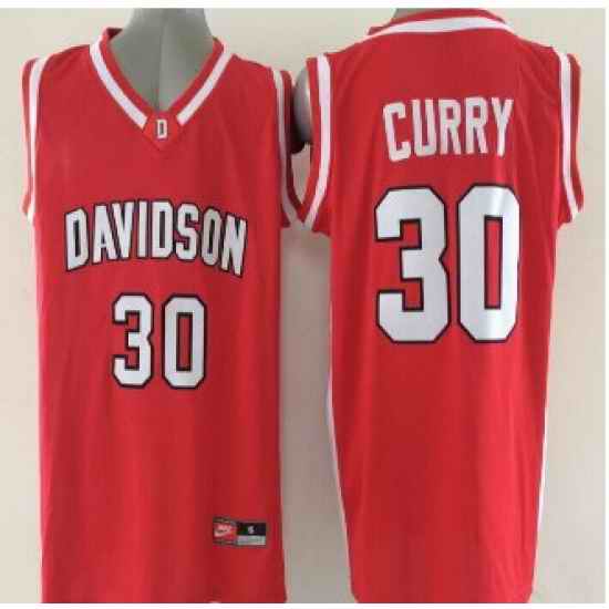 2015 Davidson Wildcats #30 Stephen Curry Red Basketball Stitched NCAA Jersey